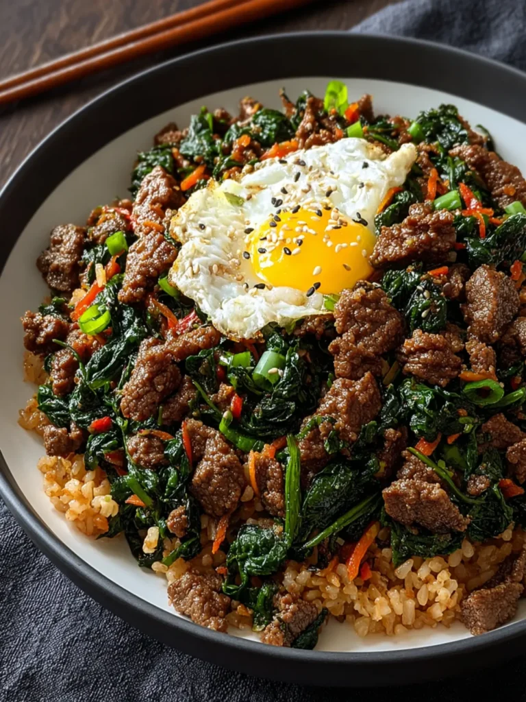 Korean Beef Spinach Rice Recipe First Image