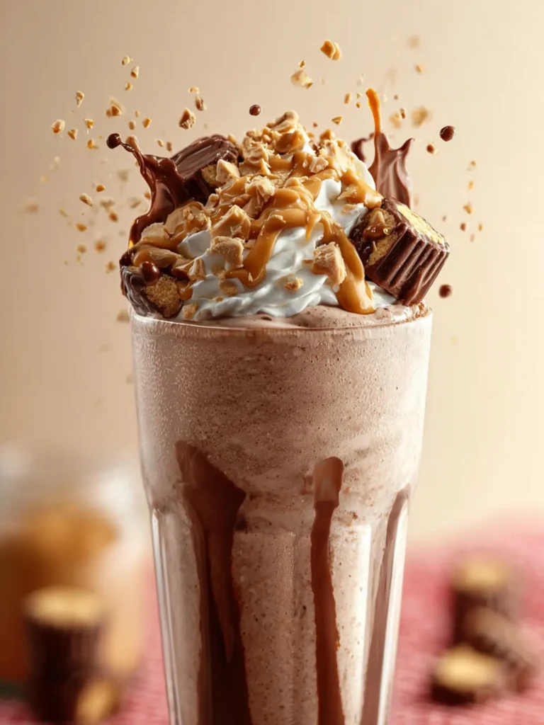 Peanut Butter Frozen Hot Chocolate — The Creamiest Summer Chocolate Treat First Image