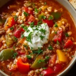 Slow Cooker Stuffed Pepper Soup First Image