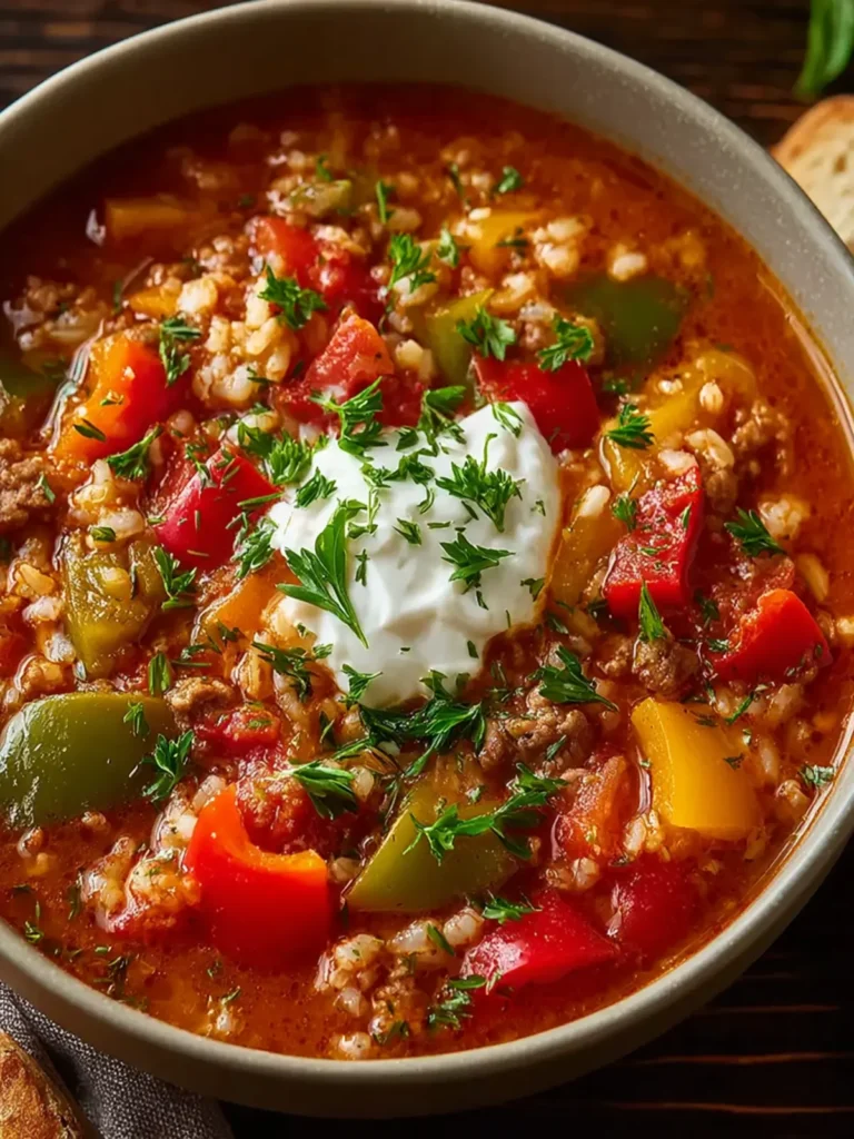 Slow Cooker Stuffed Pepper Soup First Image