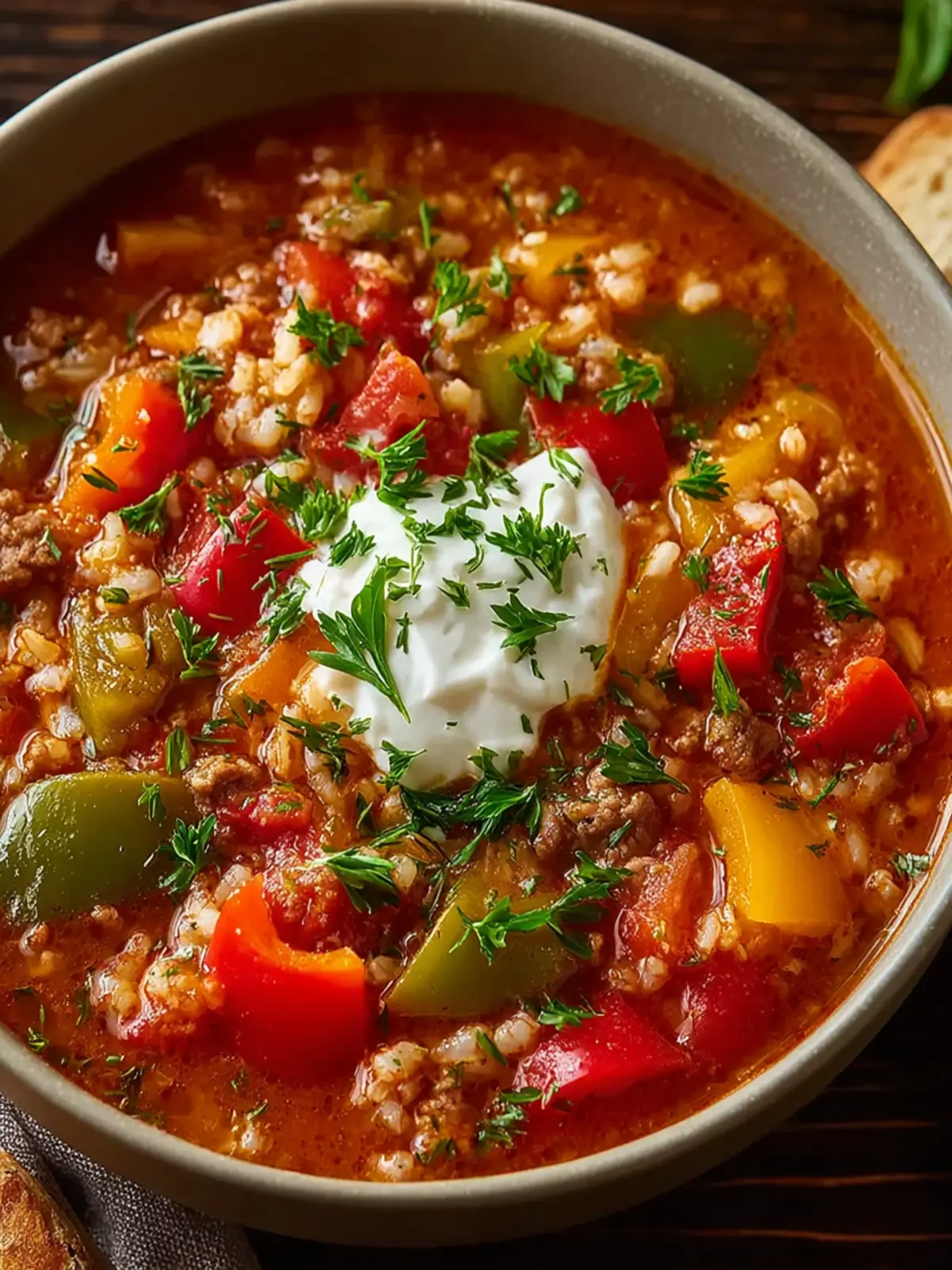 Slow Cooker Stuffed Pepper Soup First Image