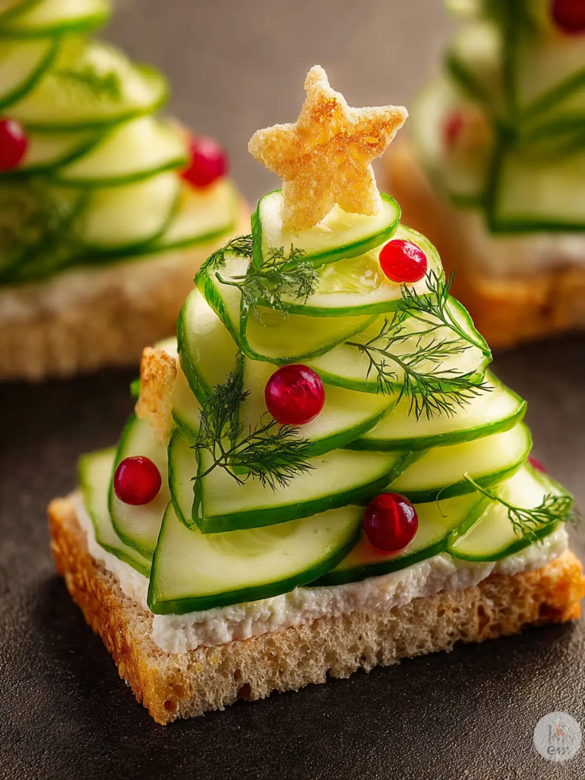 Christmas Tree Cucumber Sandwiches First Image