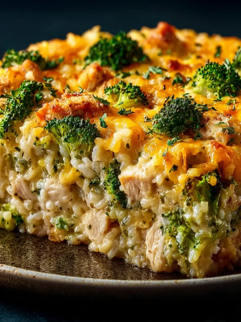 Creamy Chicken Broccoli Rice Cheese Casserole First Image