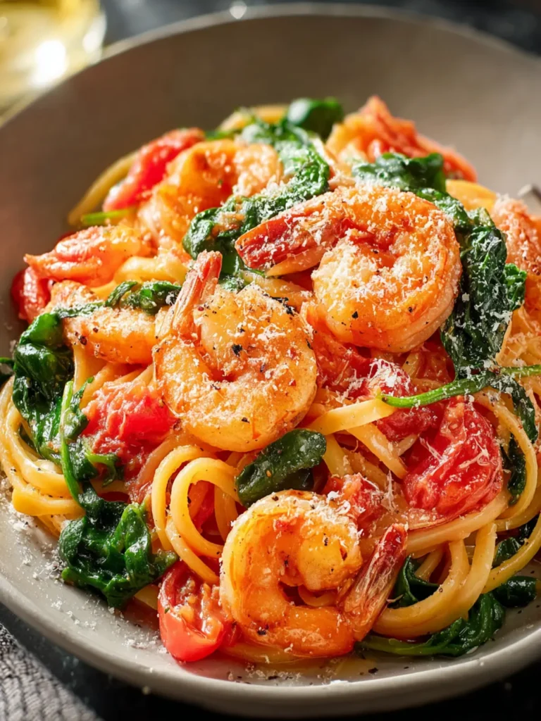 Irresistible Tomato Spinach Shrimp Pasta Recipe Delight First Image