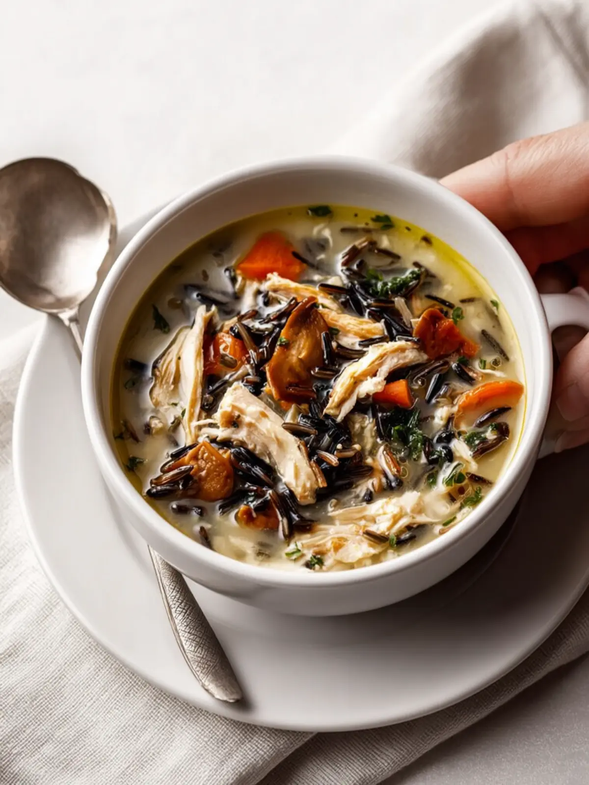 Turkey and Wild Rice Soup: Comforting Flavor with Garlic Oil
