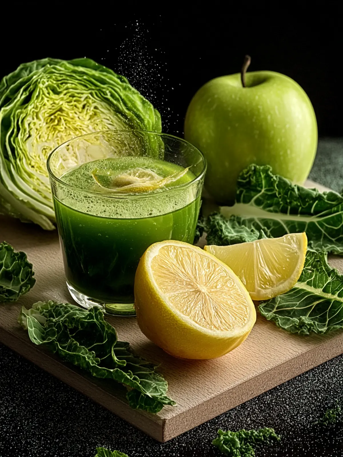 Refreshing Winter Green Juice with Cabbage, Apple & Lemon First Image