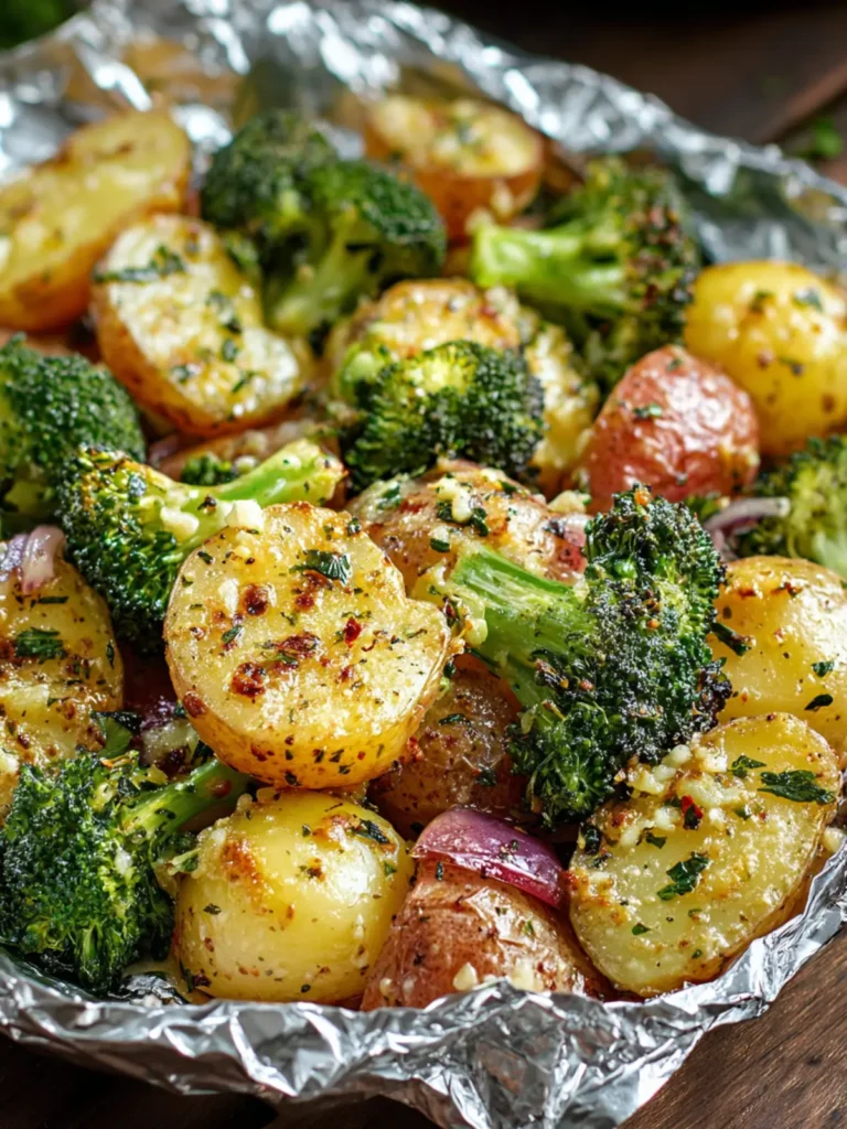 Flavor-Packed Garlic Parmesan Broccoli and Potatoes in Foil First Image