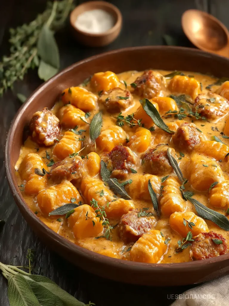 Creamy Butternut Squash Gnocchi with Sausage, Thyme, and Sage First Image