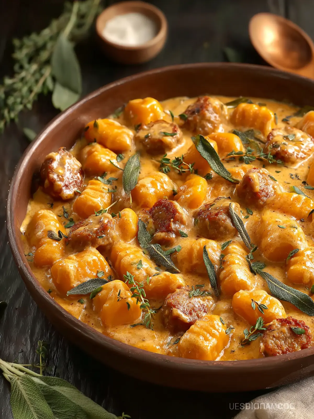 Creamy Butternut Squash Gnocchi with Sausage, Thyme, and Sage First Image