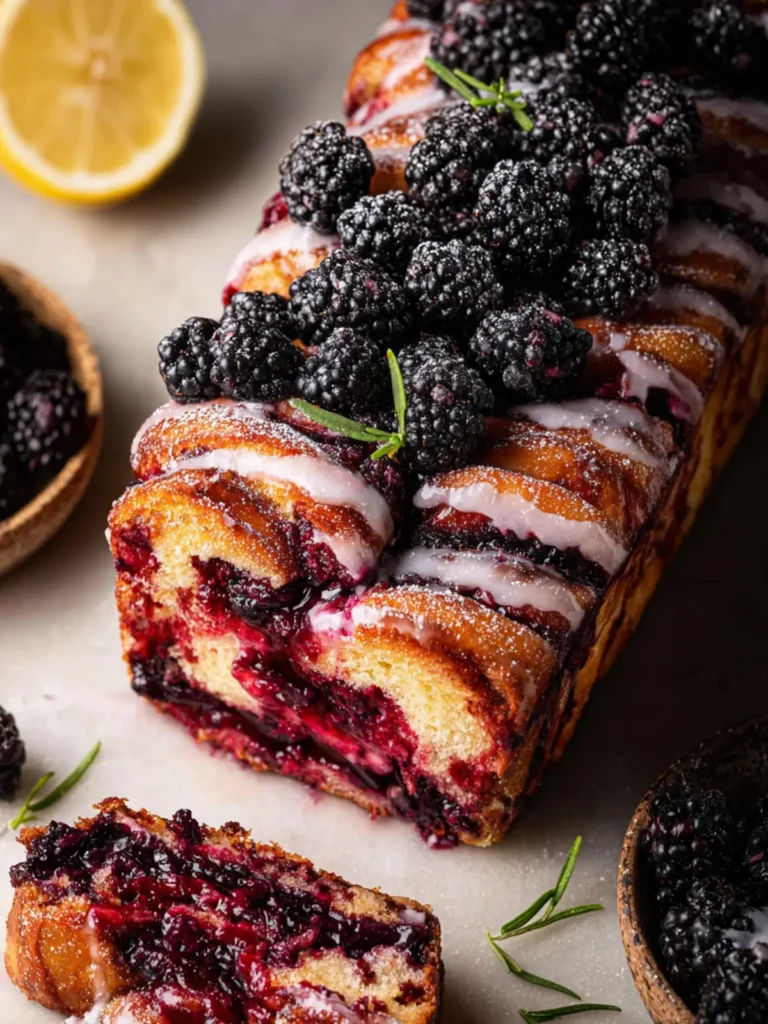 Roasted Blackberry Lemon Pull Apart Bread First Image