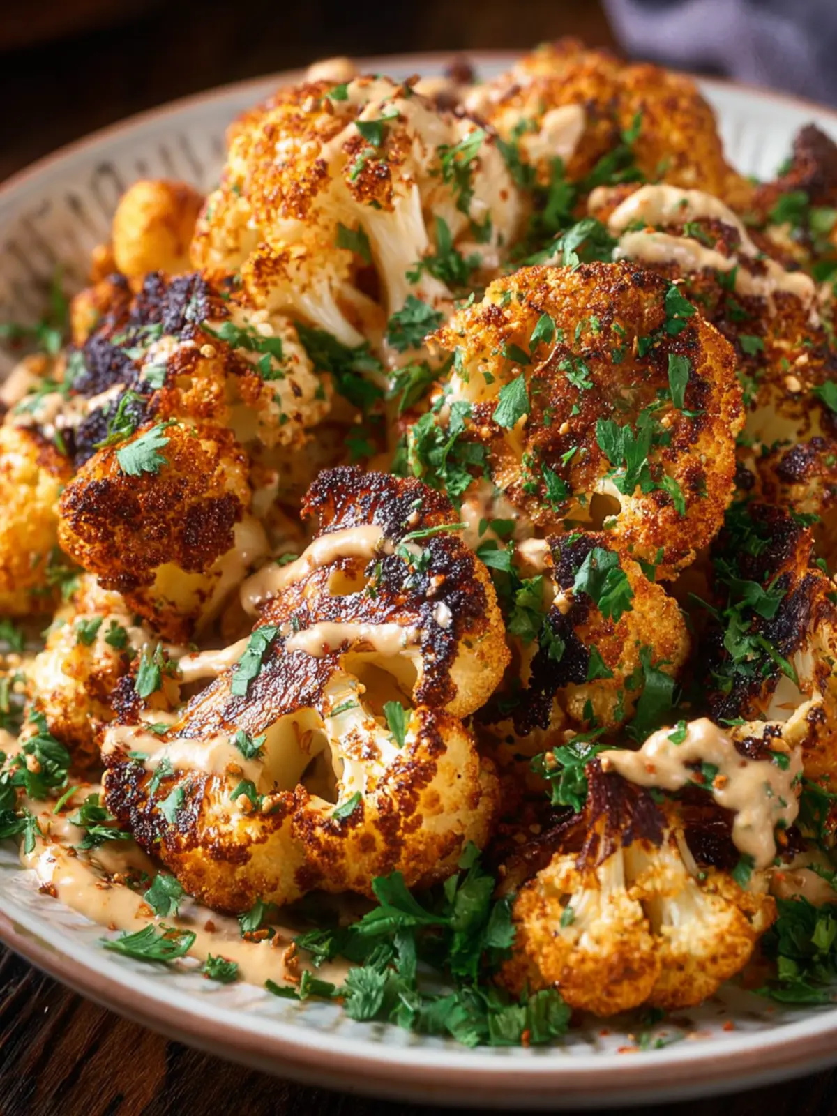 Blackened Roasted Cauliflower with Sweet Tahini First Image