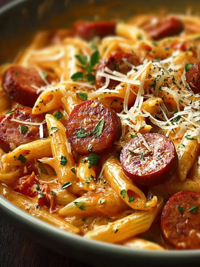 one pot creamy spicy cajun sausage pasta First Image