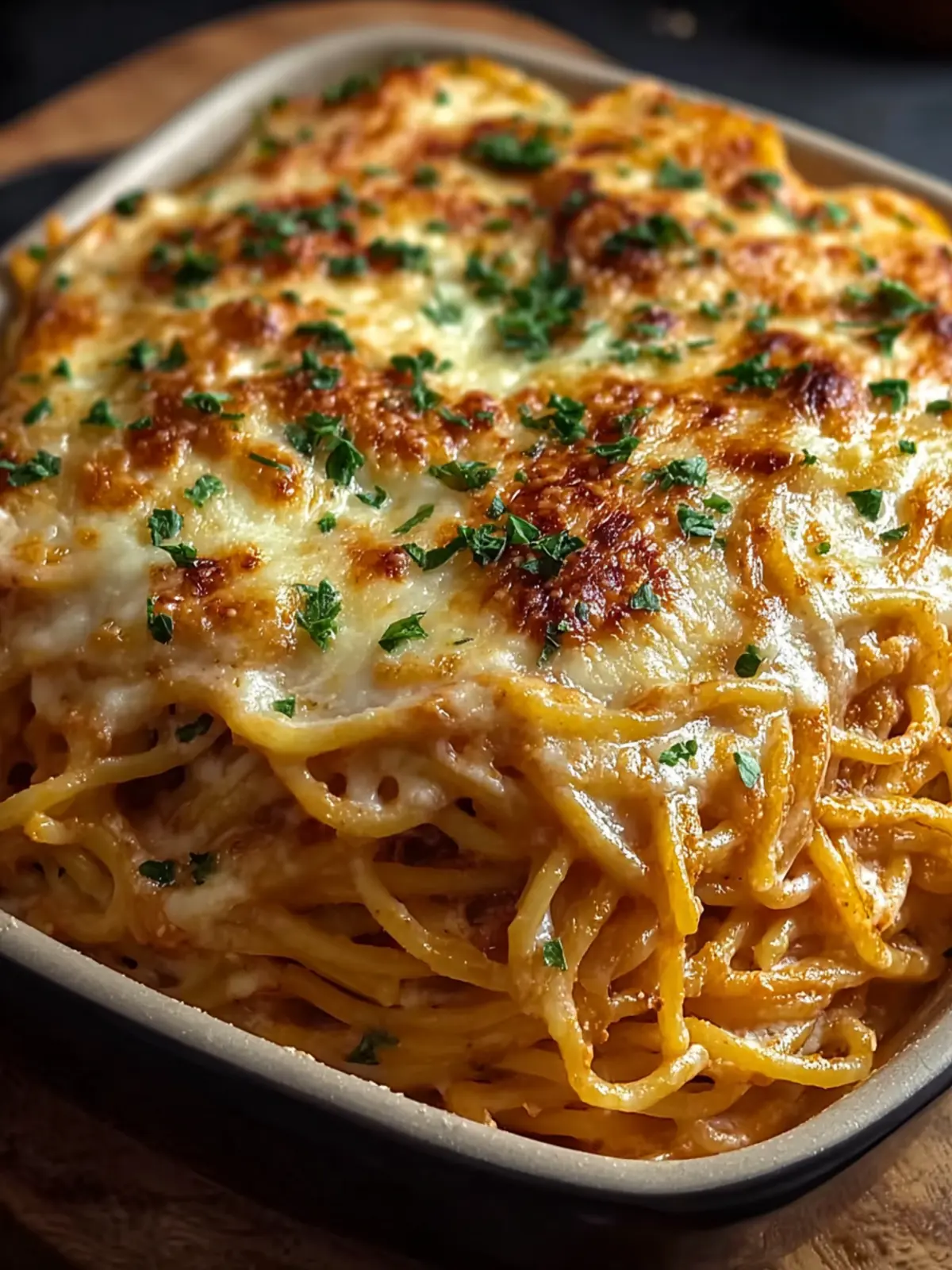 Baked Cream Cheese Spaghetti Casserole First Image