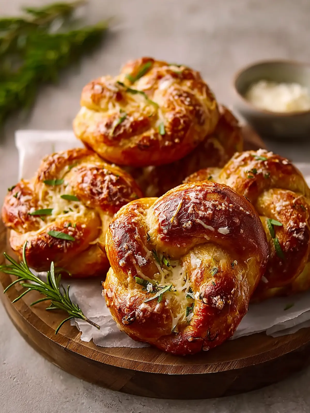 Mozzarella Stuffed Rosemary Parmesan Soft Pretzels Recipe First Image