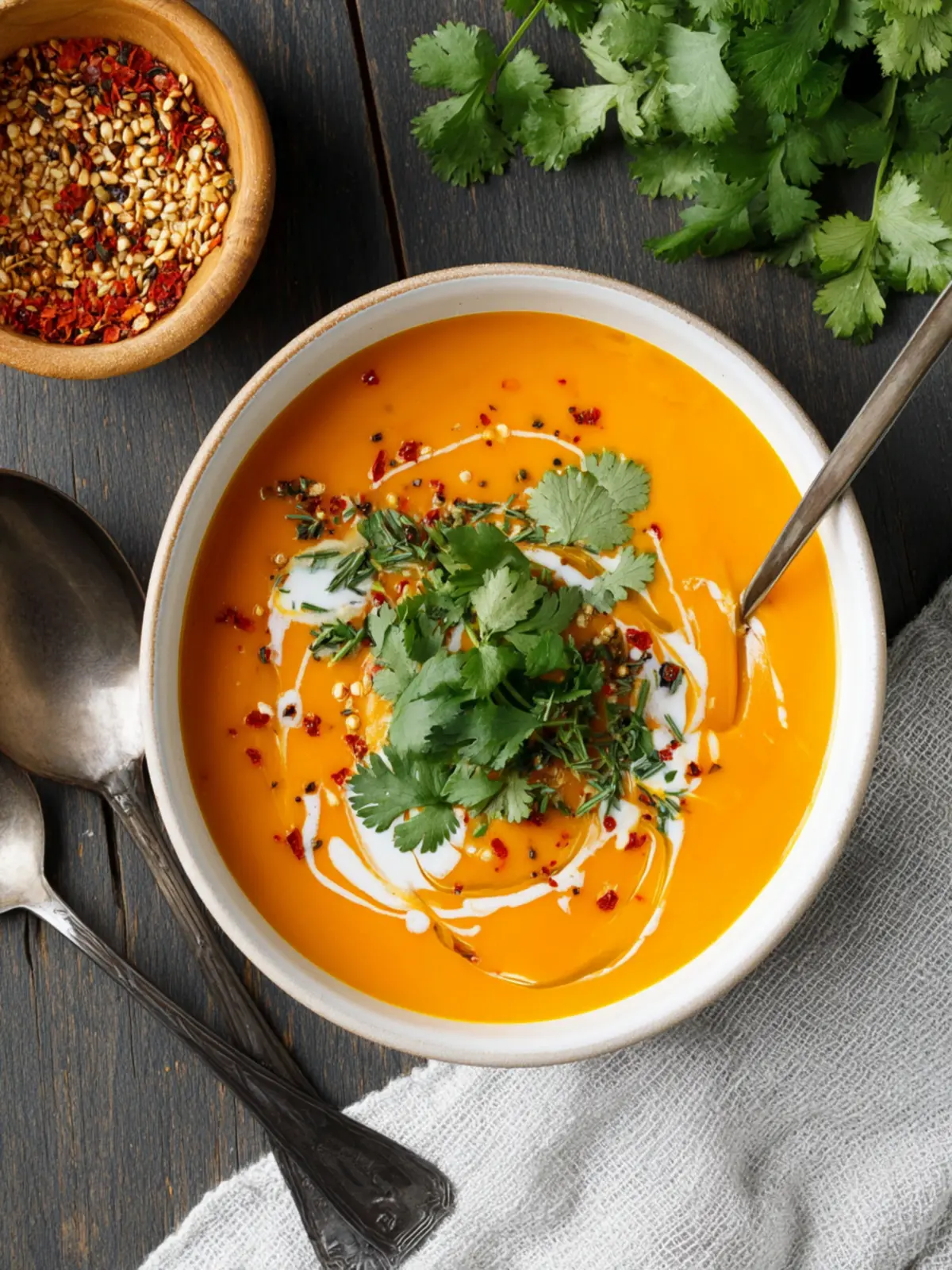 Spicy Butternut Squash and Sweet Potato Soup First Image