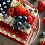 american flag cake with fresh berries First Image