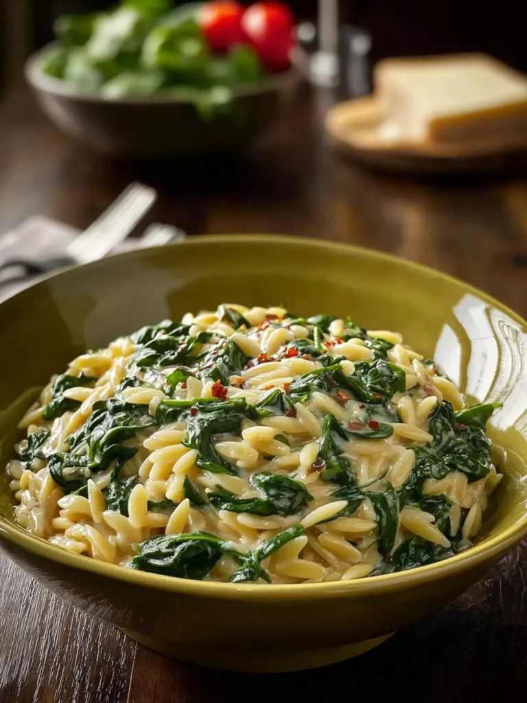Creamy Garlic Spinach Orzo First Image