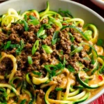 Ground Beef Peanut Sauce Zucchini Noodles First Image