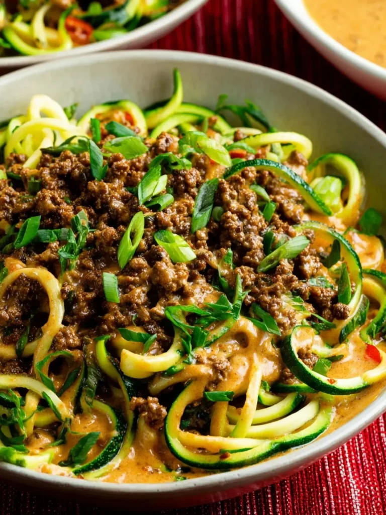 Ground Beef Peanut Sauce Zucchini Noodles First Image