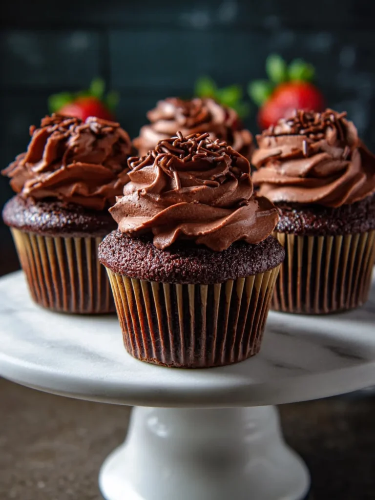 Try These Super Moist Chocolate Cupcakes with rich Chocolate Frosting – No Eggs Needed! First Image